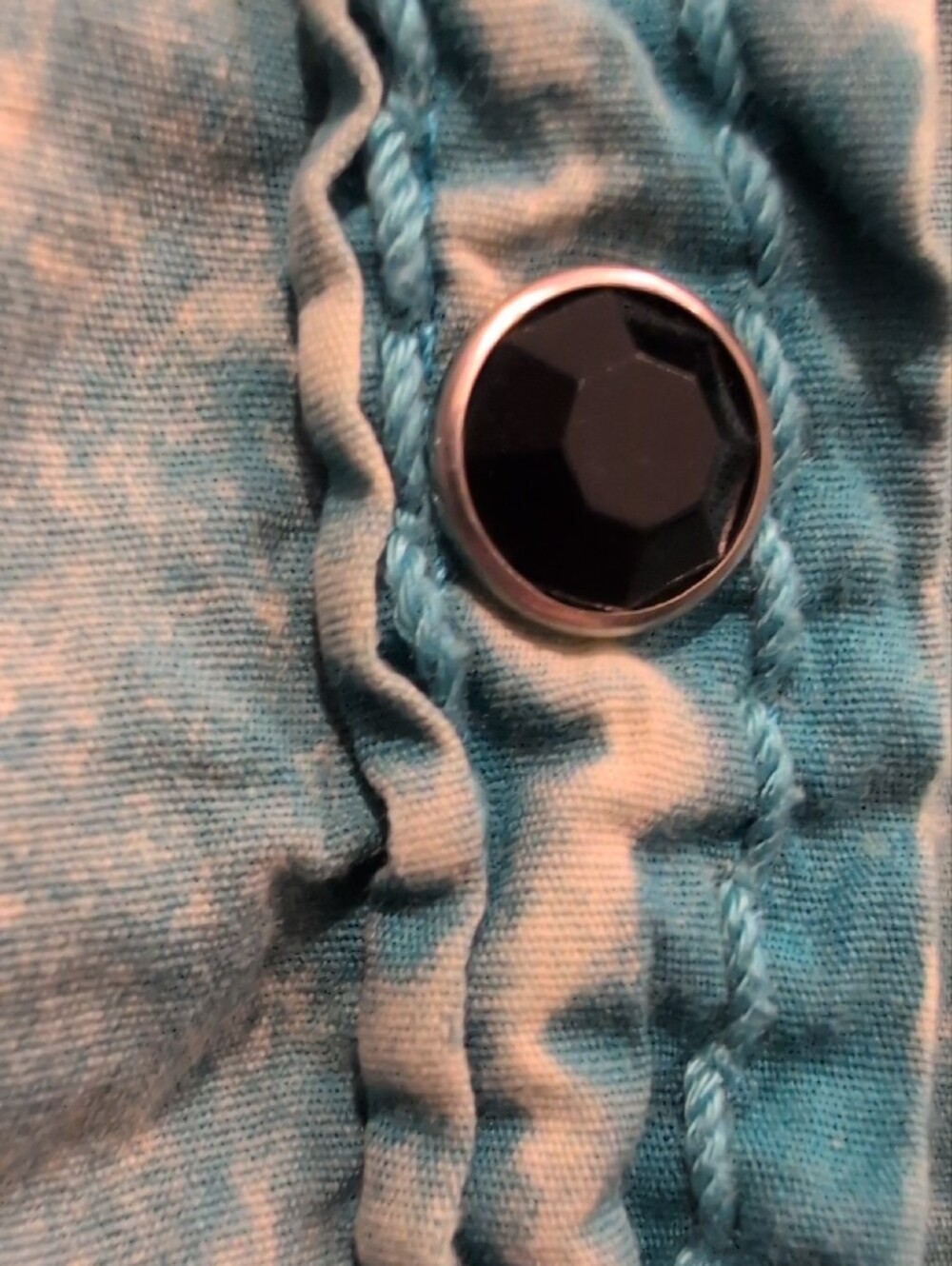 Roar Teal Washed Denim Embroidered Shirt Jacket - Picture 7 of 13